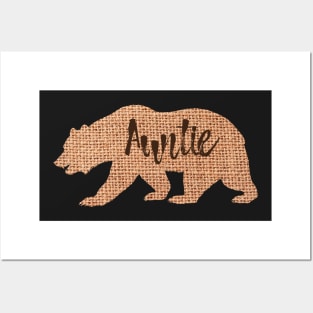 Auntie Bear Burlap Graphic Gift for Aunt Posters and Art